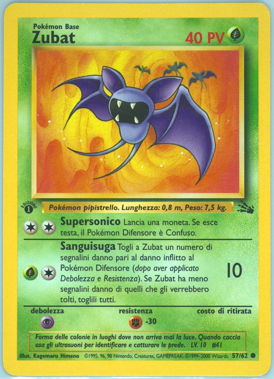 Zubat 1st Edition (57) 2000 Pokemon Italian Fossil
