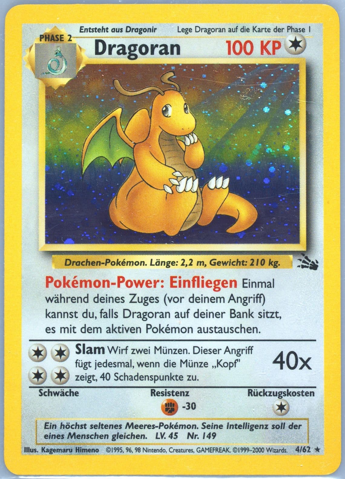 Dragoran-Holo (4) 2000 Pokemon German Fossil