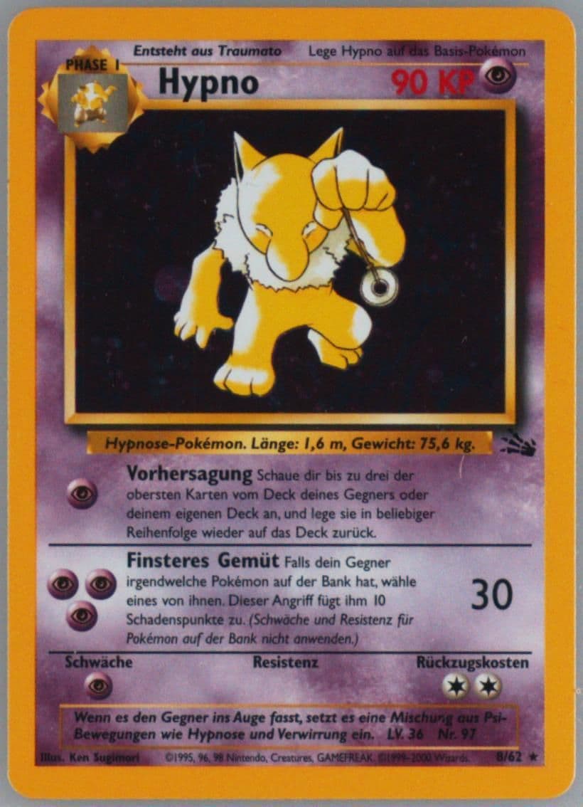 Hypno-Holo (8) 2000 Pokemon German Fossil