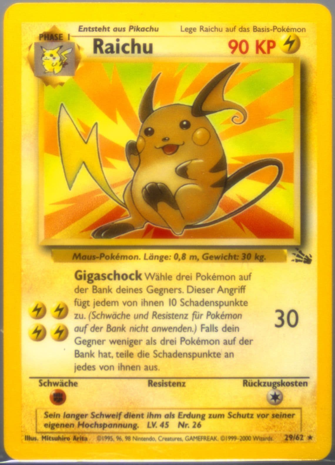 Raichu (29) 2000 Pokemon German Fossil