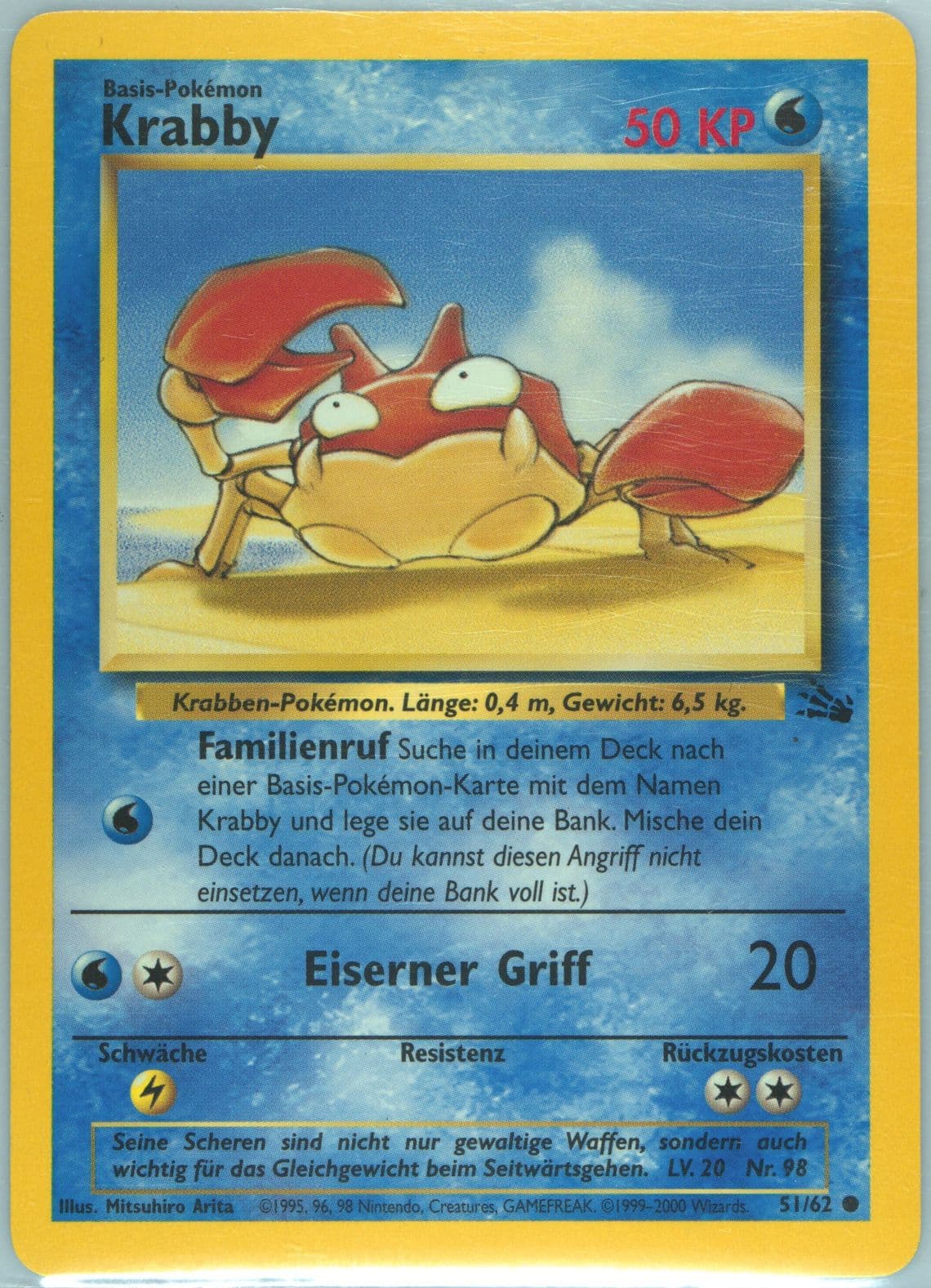 Krabby (51) 2000 Pokemon German Fossil