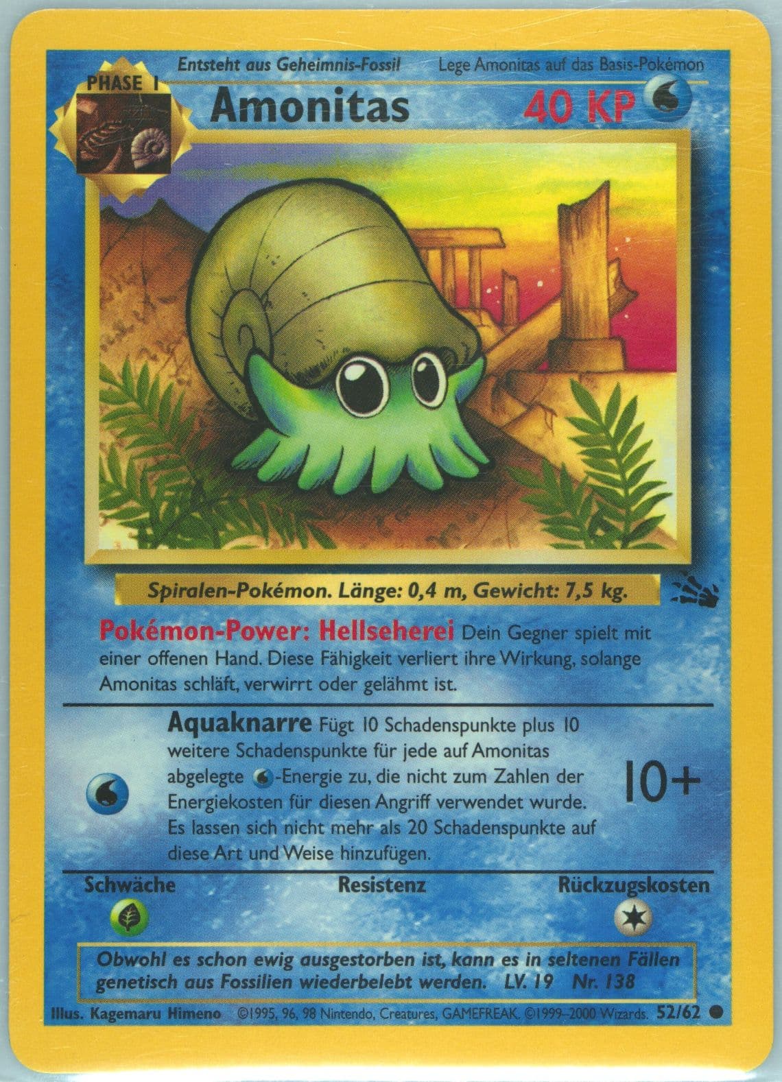 Amonitas (52) 2000 Pokemon German Fossil