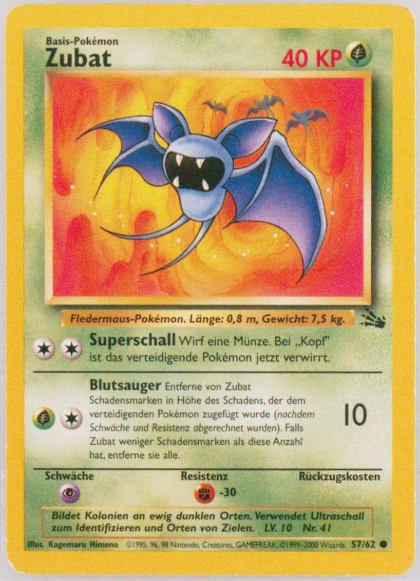 Zubat (57) 2000 Pokemon German Fossil