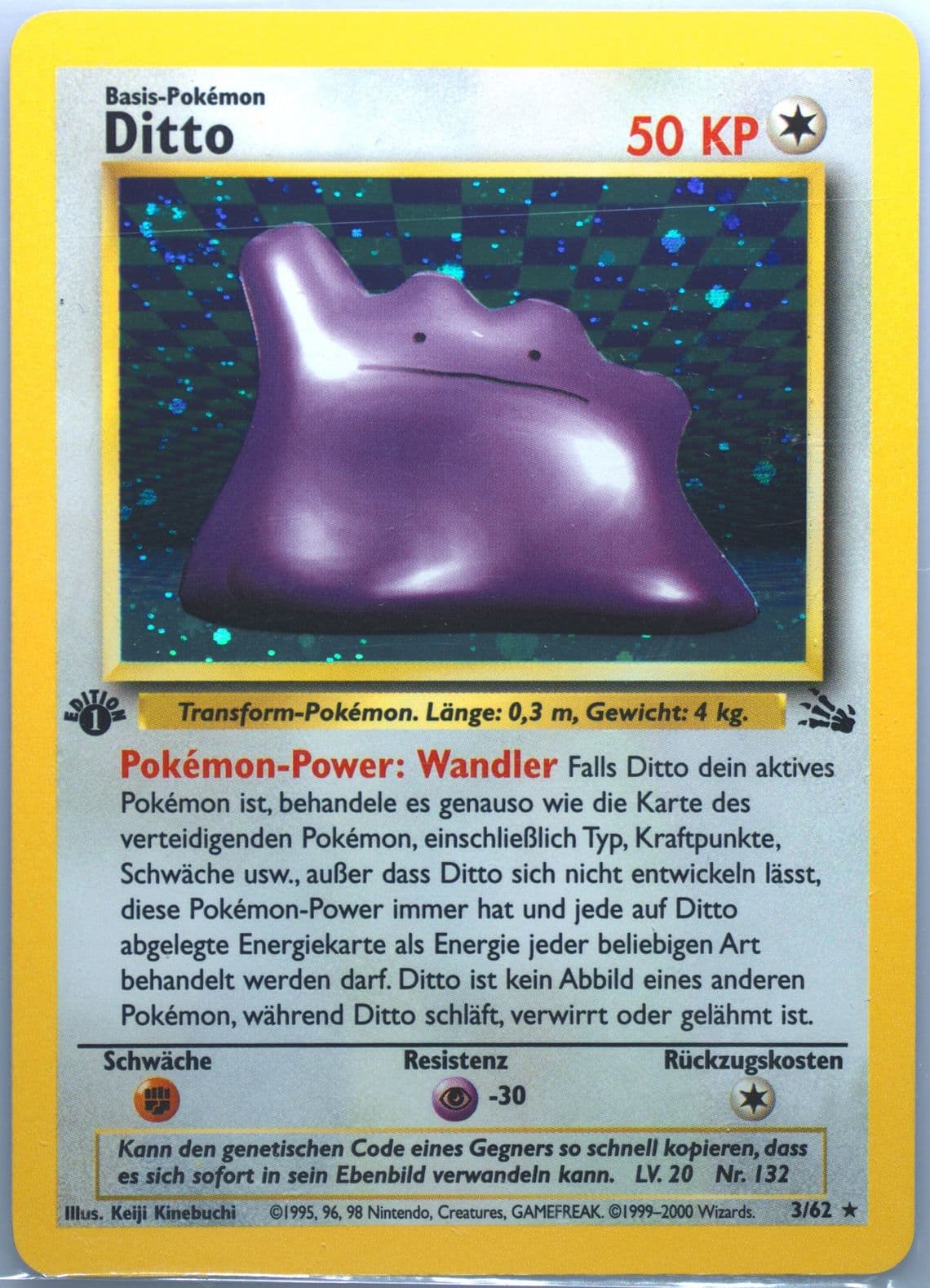 Ditto-Holo 1st Edition (3) 2000 Pokemon German Fossil