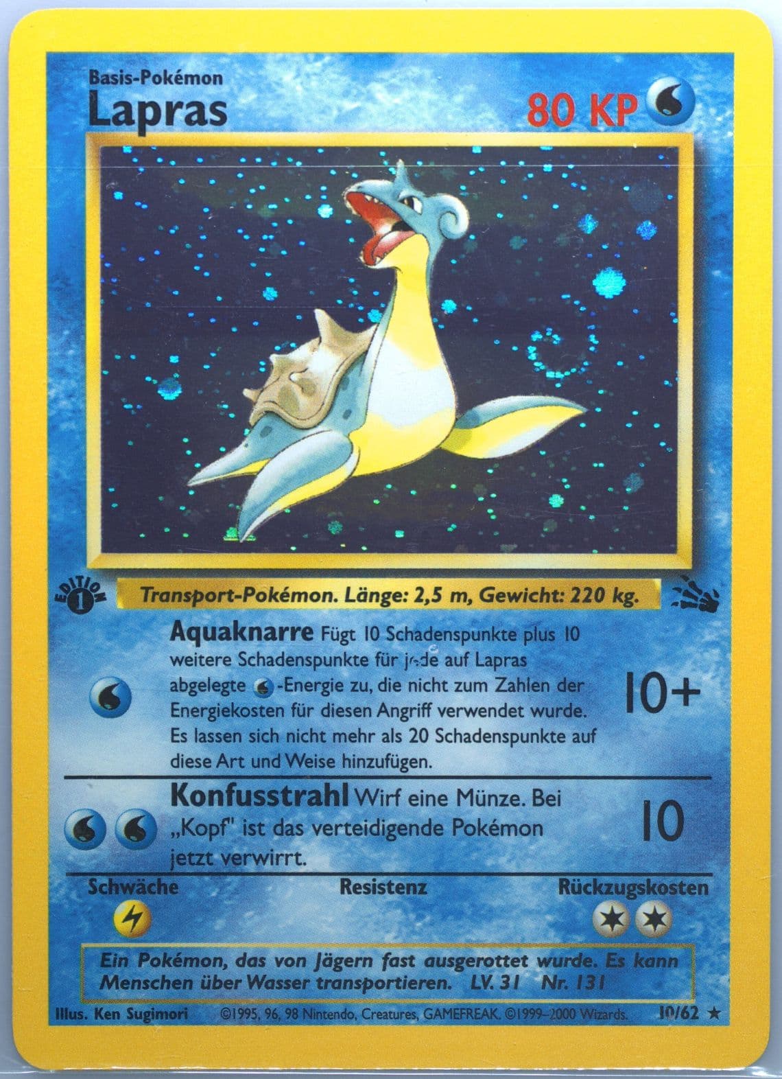 Lapras-Holo 1st Edition (10) 2000 Pokemon German Fossil