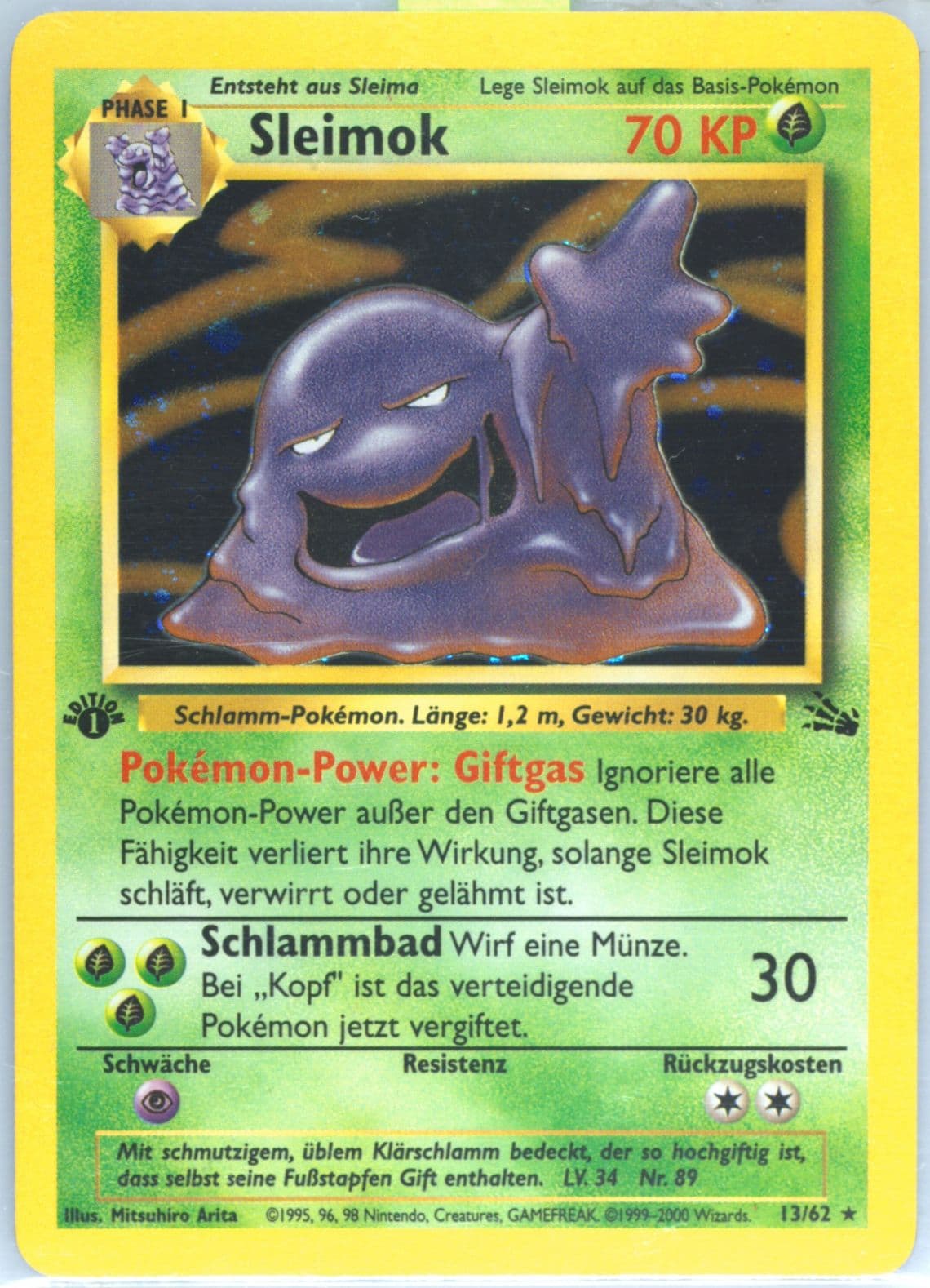 Sleimok-Holo 1st Edition (13) 2000 Pokemon German Fossil