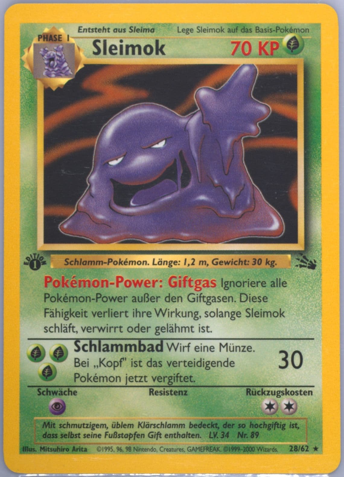 Sleimok 1st Edition (28) 2000 Pokemon German Fossil