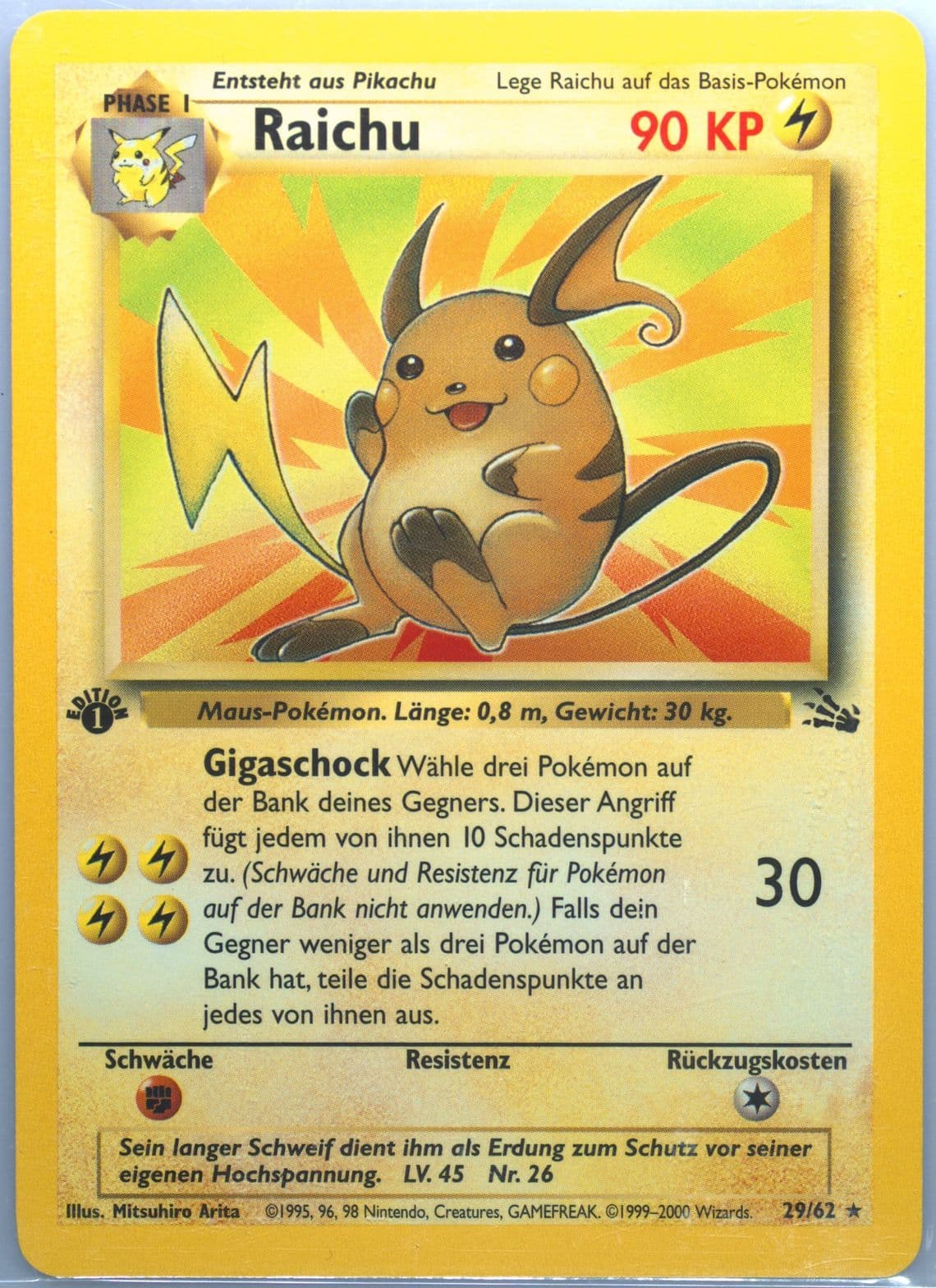 Raichu 1st Edition (29) 2000 Pokemon German Fossil
