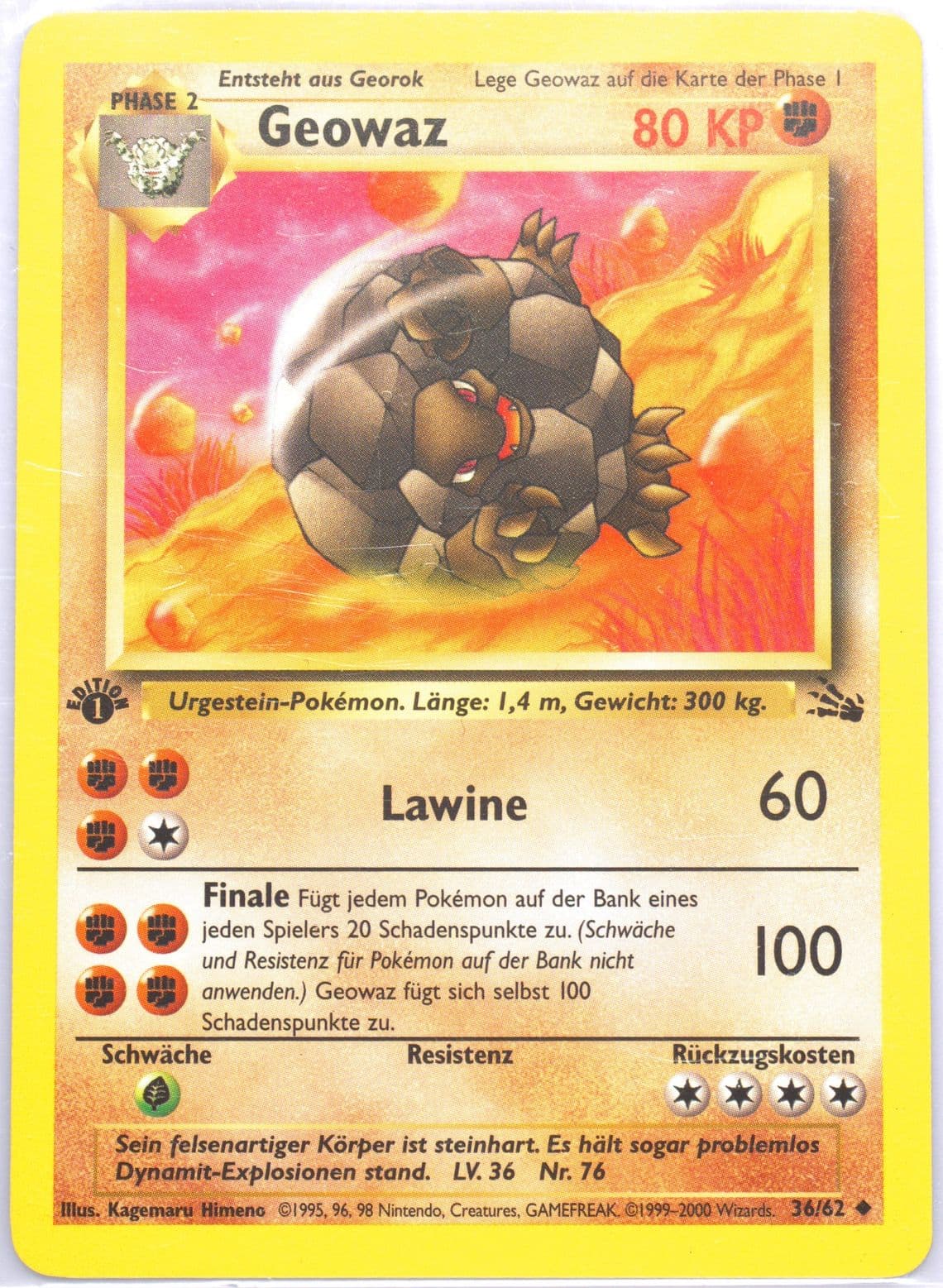 Geowaz 1st Edition (36) 2000 Pokemon German Fossil