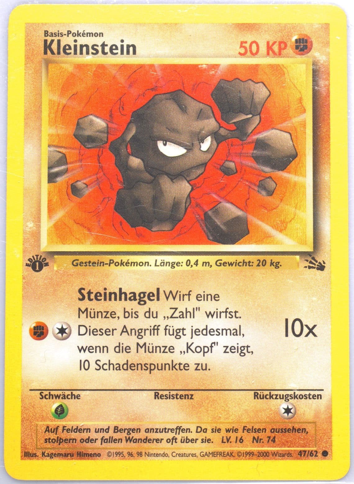 Kleinstein 1st Edition (47) 2000 Pokemon German Fossil