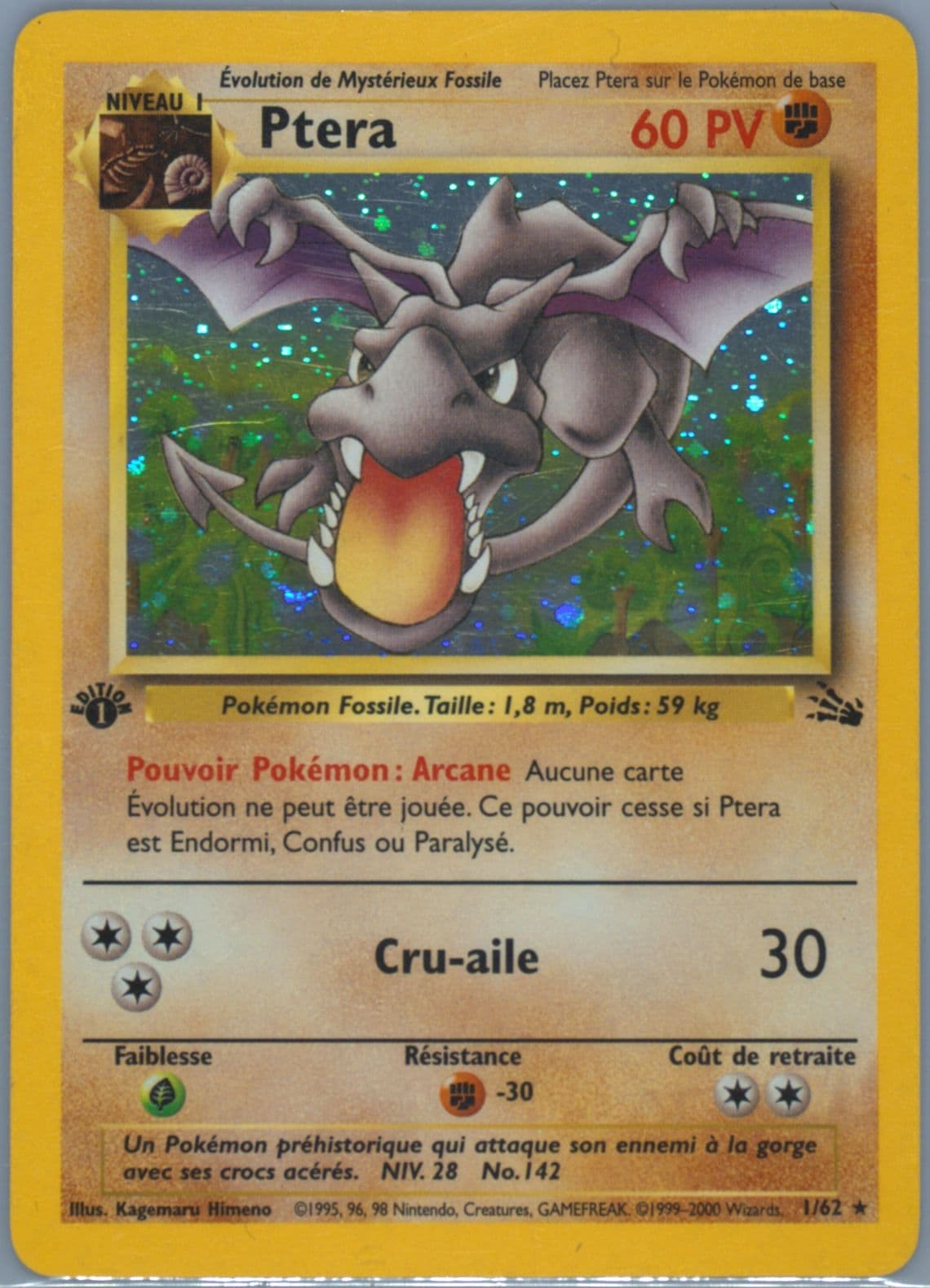 Ptera-Holo 1st Edition (1) 2000 Pokemon French Fossil