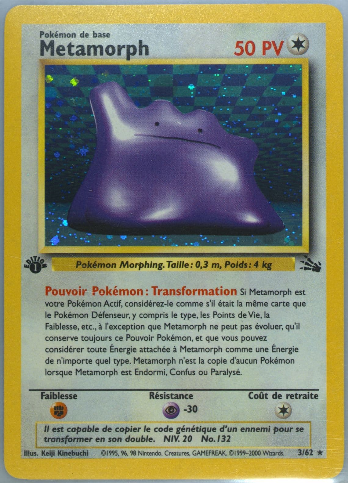 Metamorph-Holo 1st Edition (3) 2000 Pokemon French Fossil
