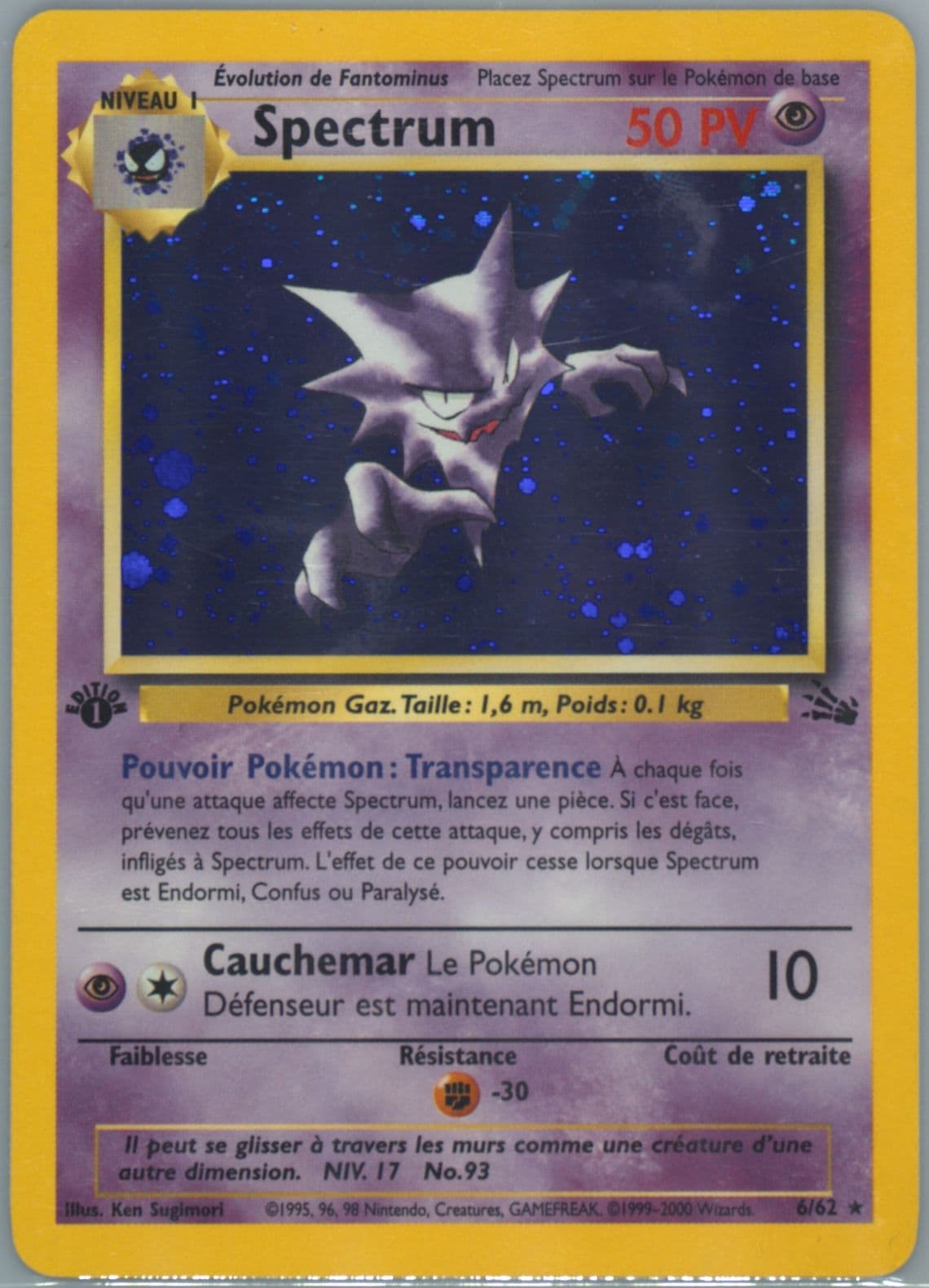 Spectrum-Holo 1st Edition (6) 2000 Pokemon French Fossil