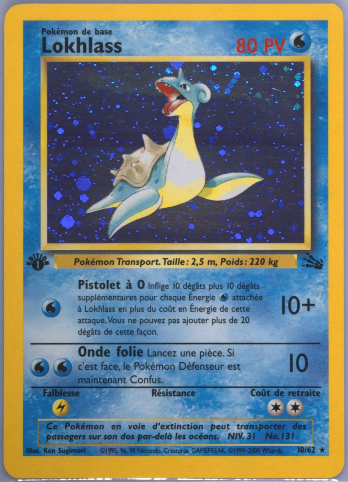 Lokhlass-Holo 1st Edition (10) 2000 Pokemon French Fossil