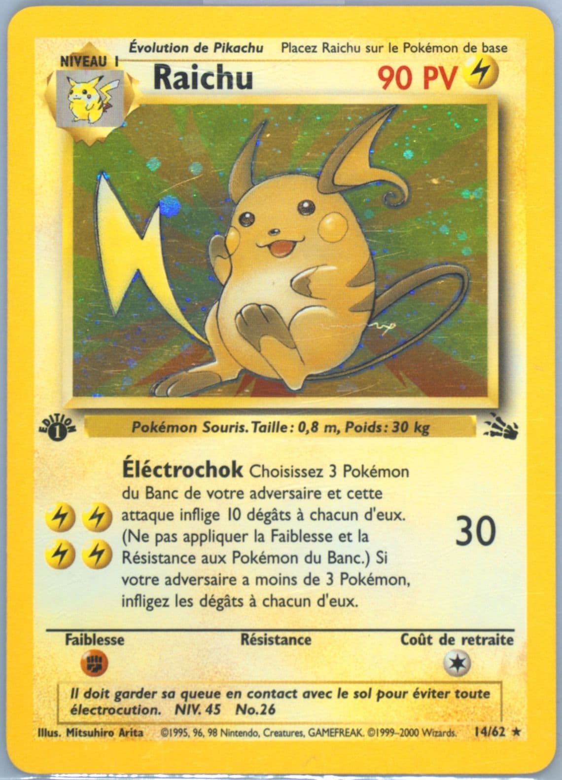 Raichu-Holo 1st Edition (14) 2000 Pokemon French Fossil