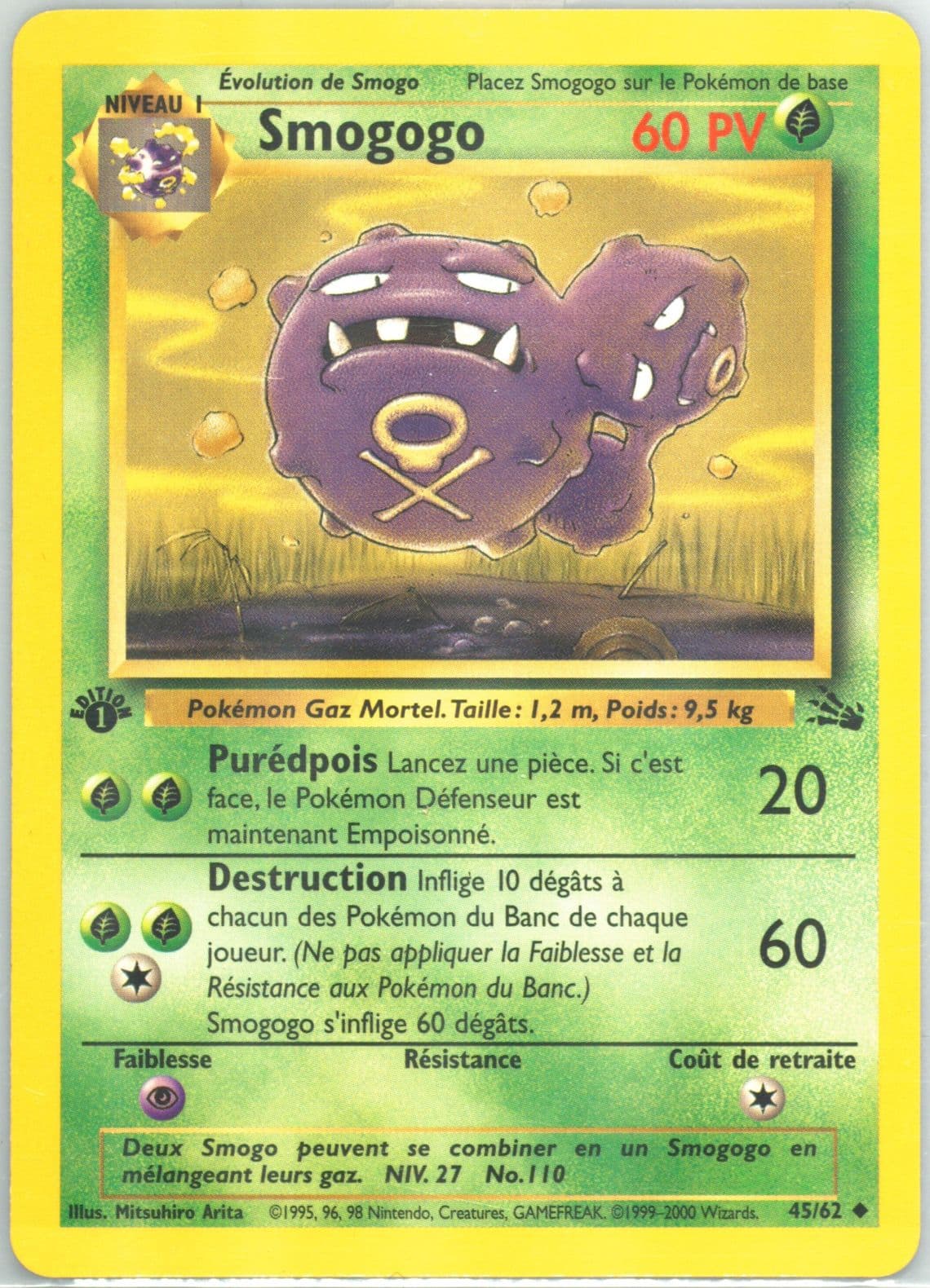Smogogo 1st Edition (45) 2000 Pokemon French Fossil