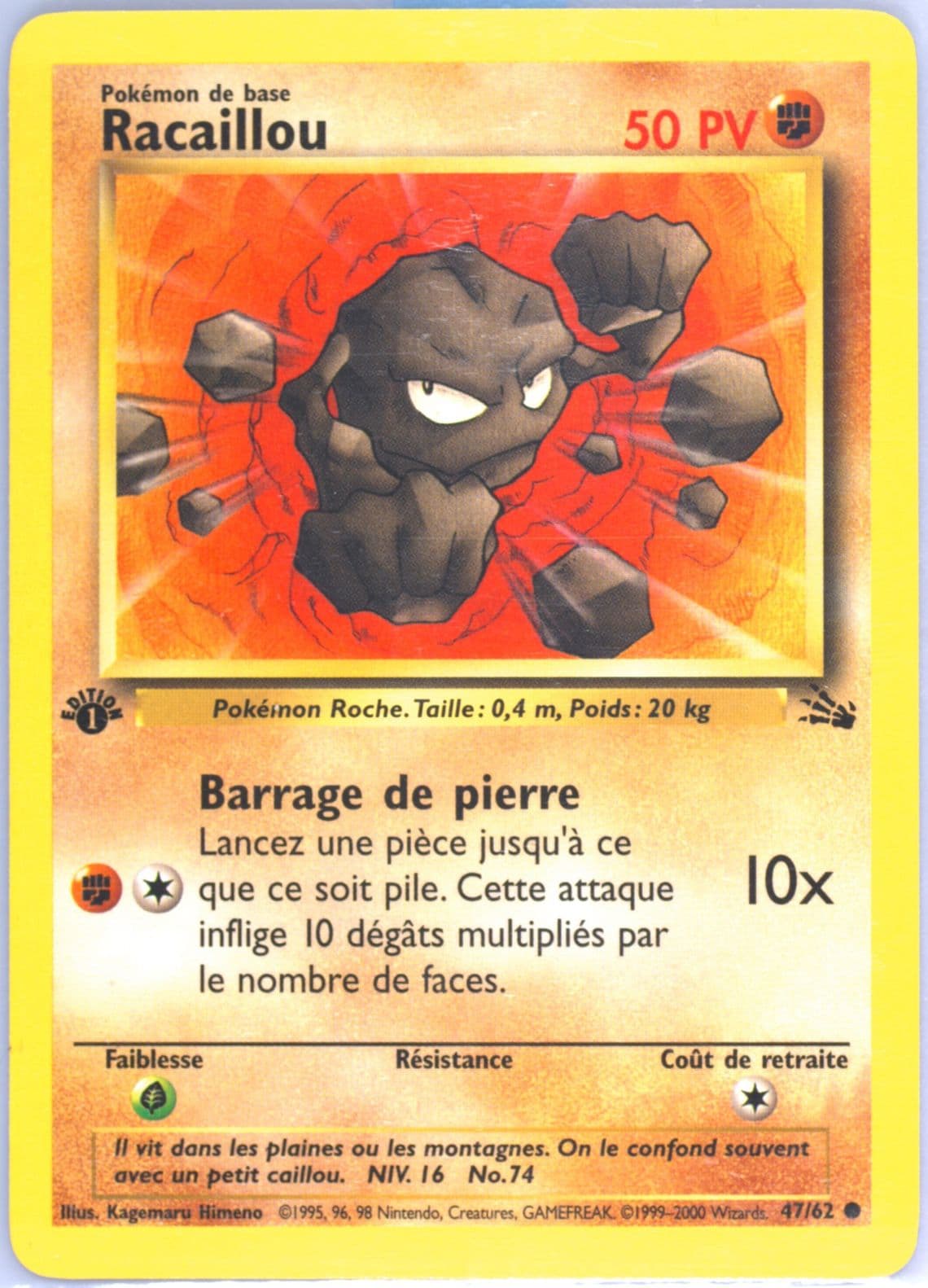 Racaillou 1st Edition (47) 2000 Pokemon French Fossil
