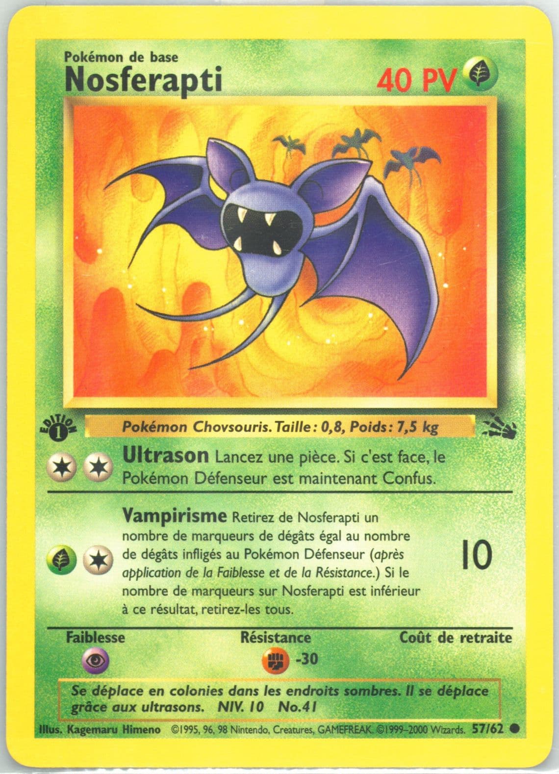 Nosferapti 1st Edition (57) 2000 Pokemon French Fossil