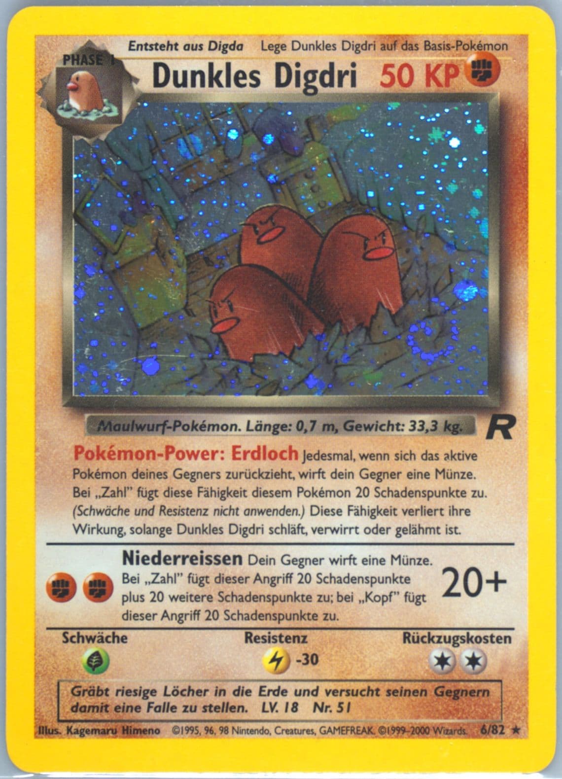 Dunkles Digdri-Holo German (6) 2000 Pokemon Rocket