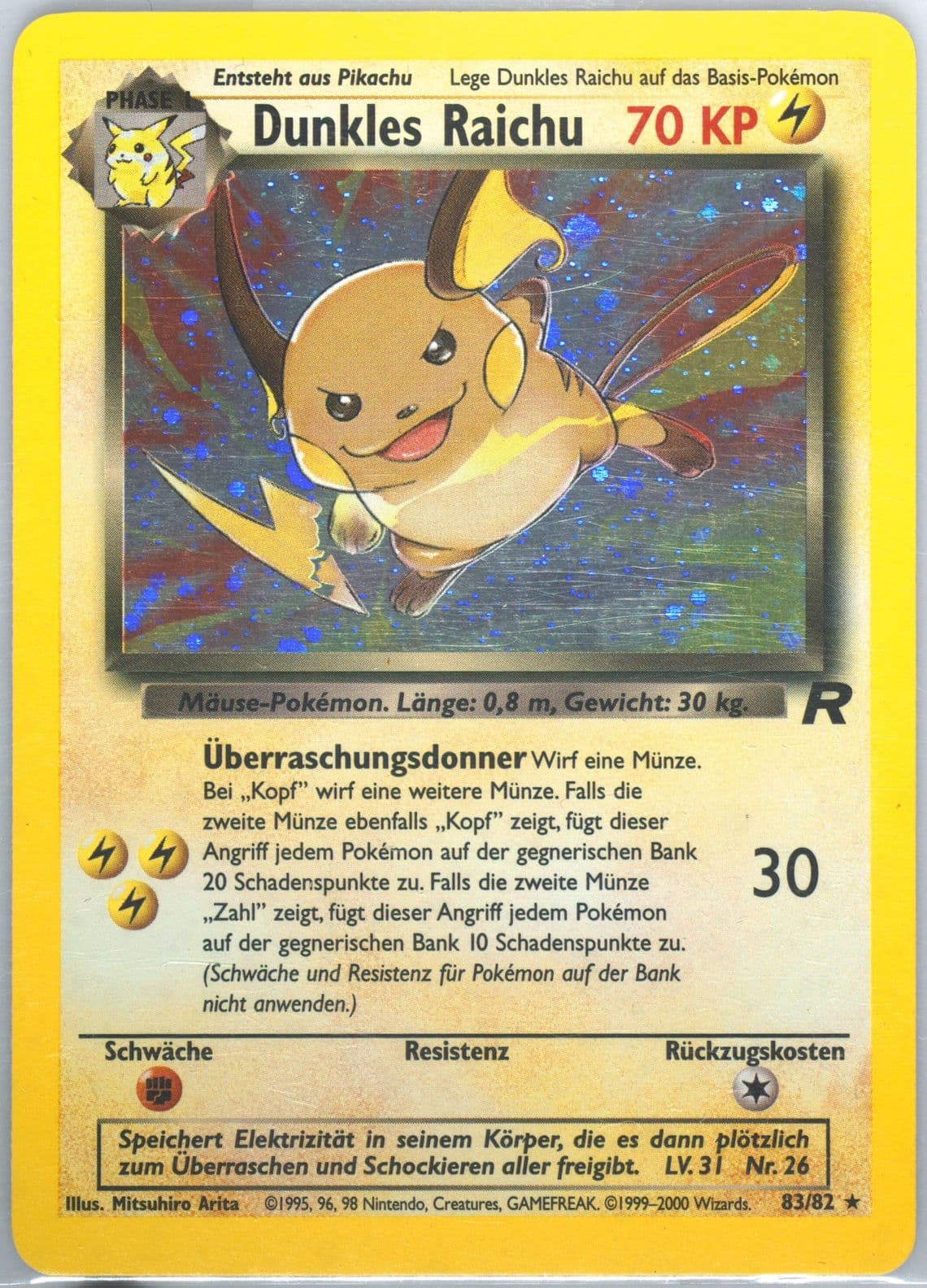 Dunkles Raichu-Holo German (83) 2000 Pokemon Rocket