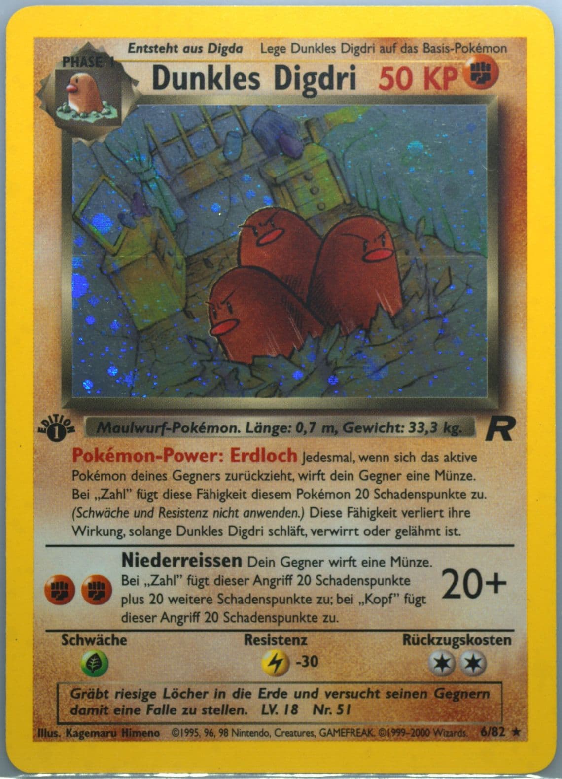 Dunkles Digdri-Holo German-1st Edition (6) 2000 Pokemon Rocket