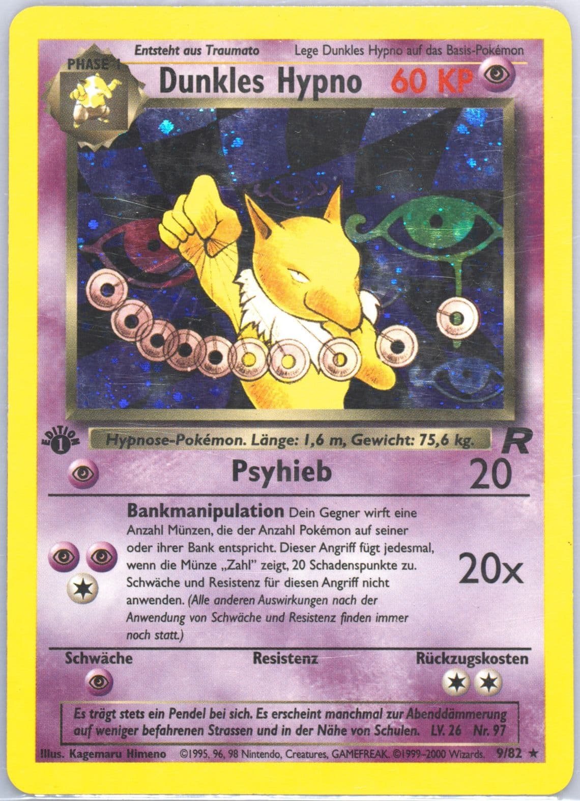 Dunkles Hypno-Holo German-1st Edition (9) 2000 Pokemon Rocket