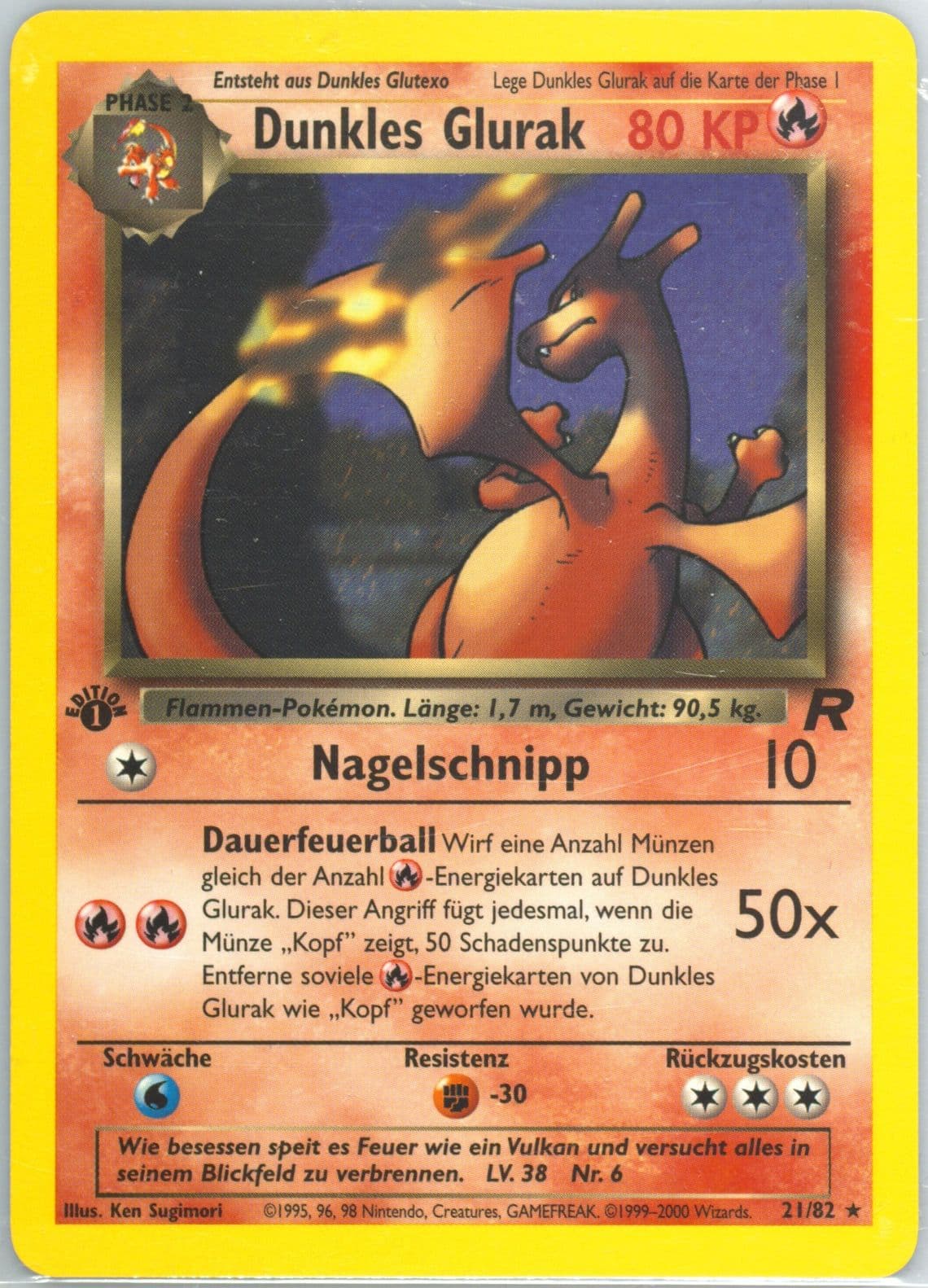 Dunkles Glurak German-1st Edition (21) 2000 Pokemon Rocket