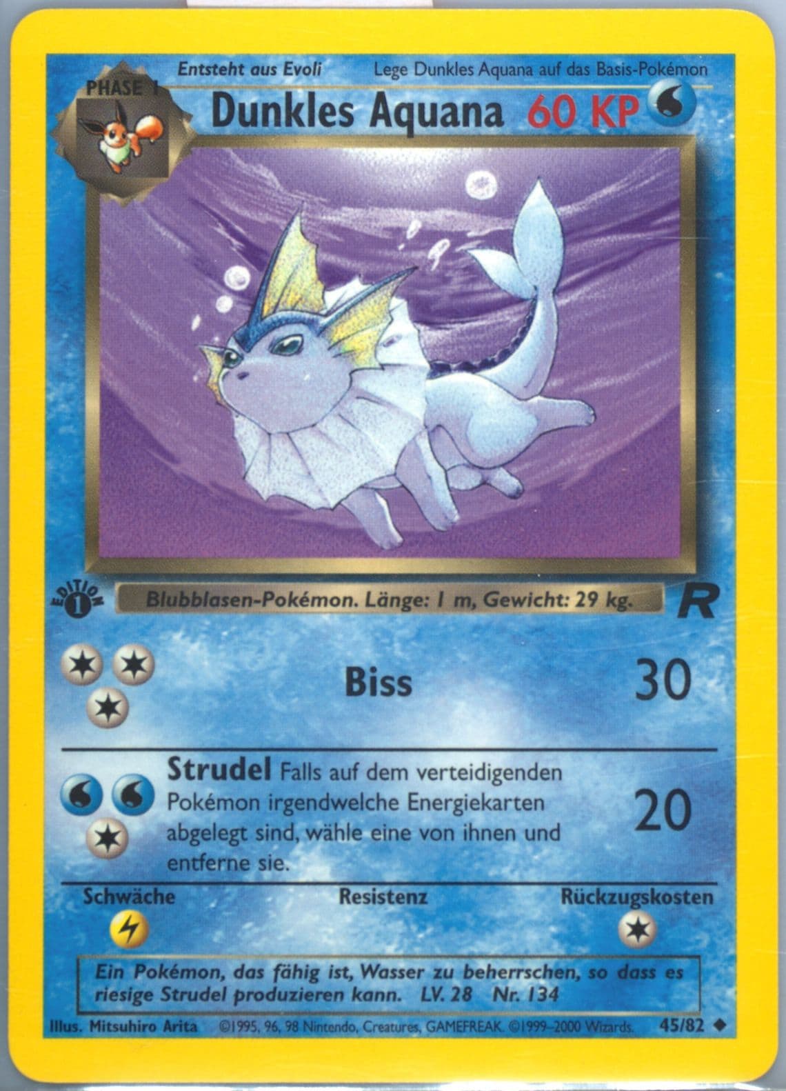 Dunkles Aquana German-1st Edition (45) 2000 Pokemon Rocket