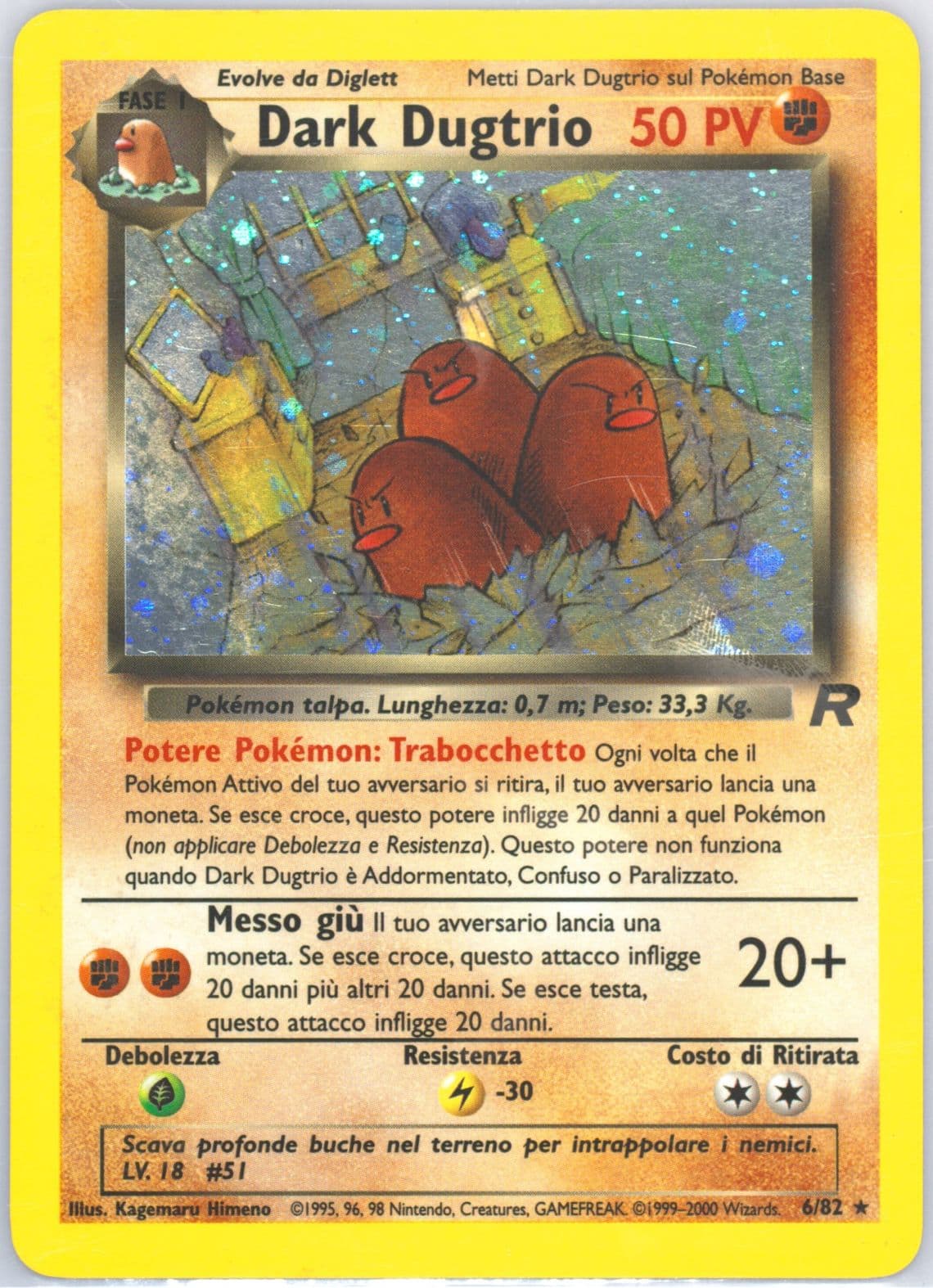 Dark Dugtrio-Holo (6) 2001 Pokemon Italian Rocket