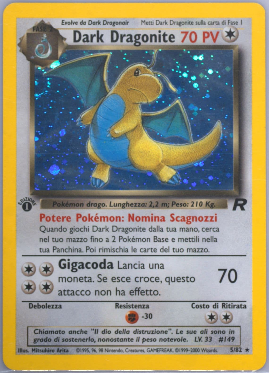 Dark Dragonite-Holo 1st Edition (5) 2001 Pokemon Italian Rocket