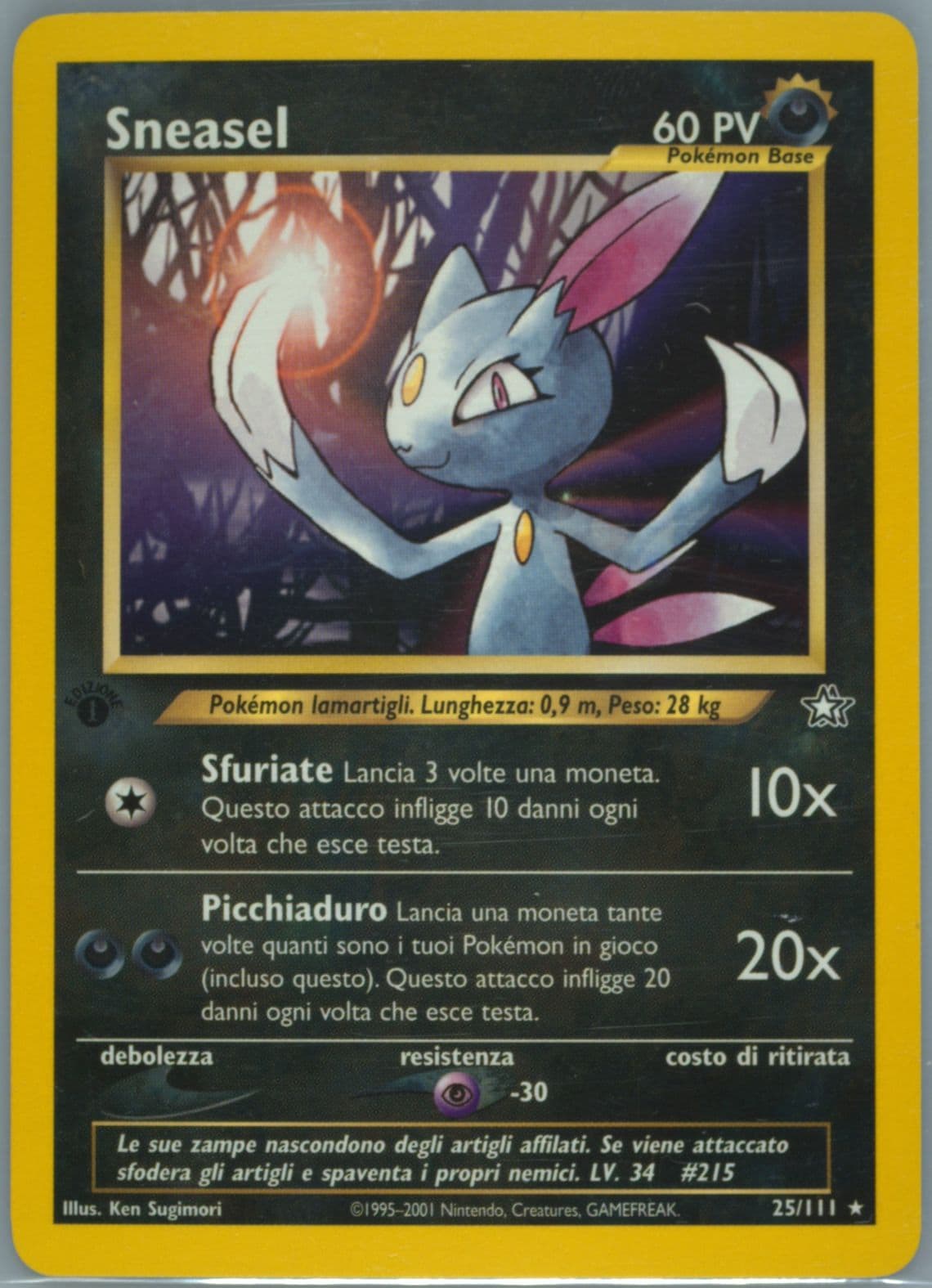 Sneasel 1st Edition (25) 2001 Pokemon Italian Neo Genesis