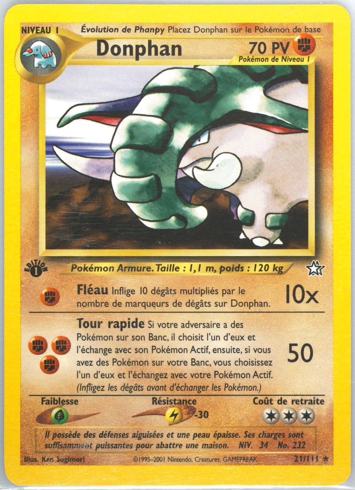 Donphan 1st Edition (21) 2001 Pokemon French Neo Genesis