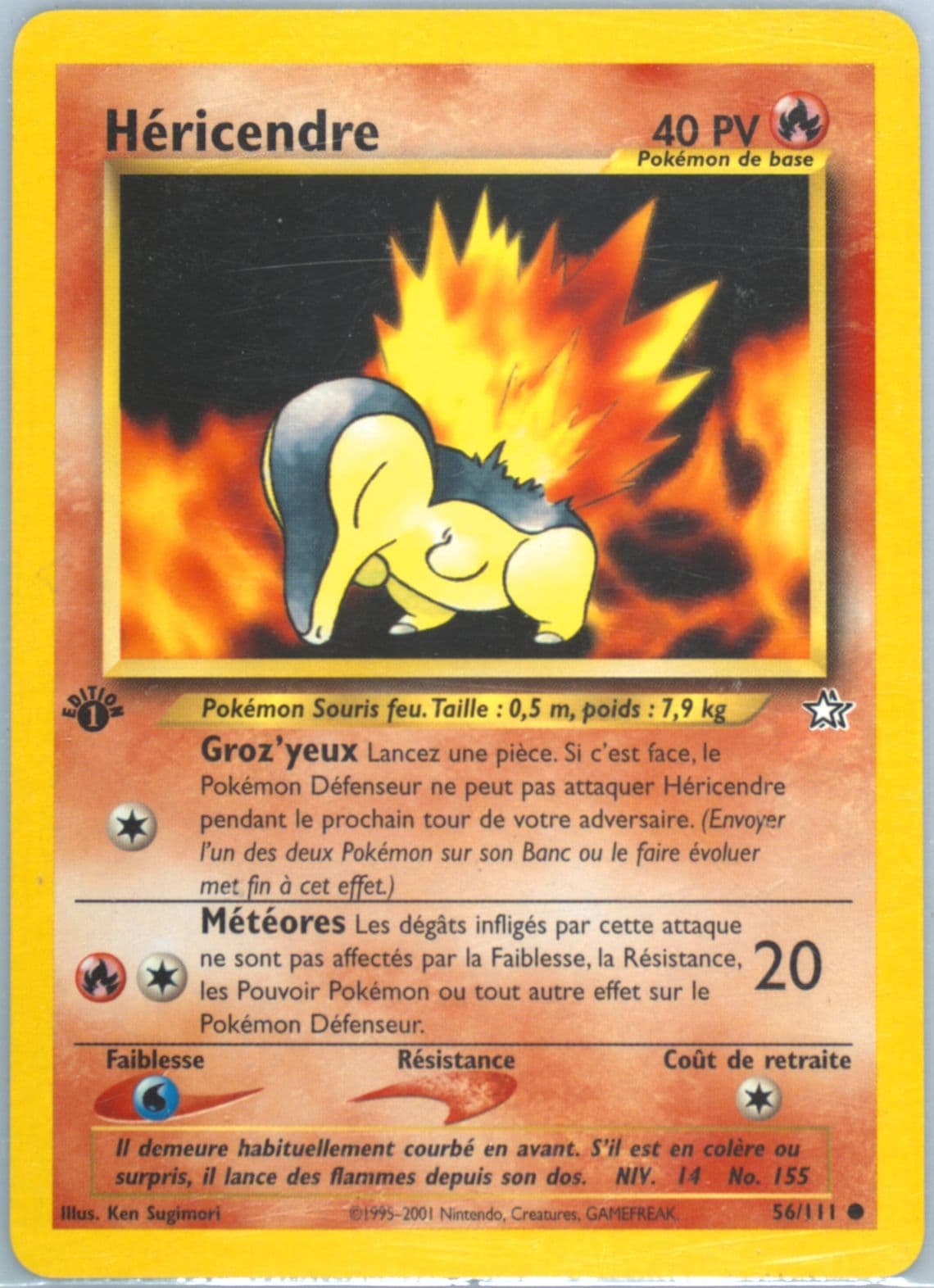 Hericendre 1st Edition (56) 2001 Pokemon French Neo Genesis