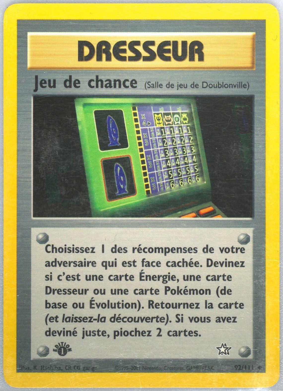 Jeu de Chance 1st Edition (92) 2001 Pokemon French Neo Genesis