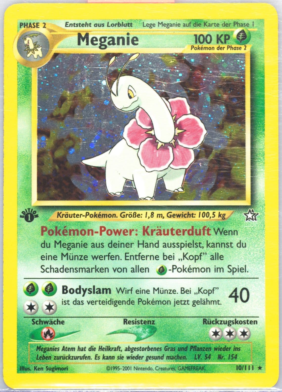 Meganie-Holo 1st Edition (10) 2001 Pokemon German Neo Genesis