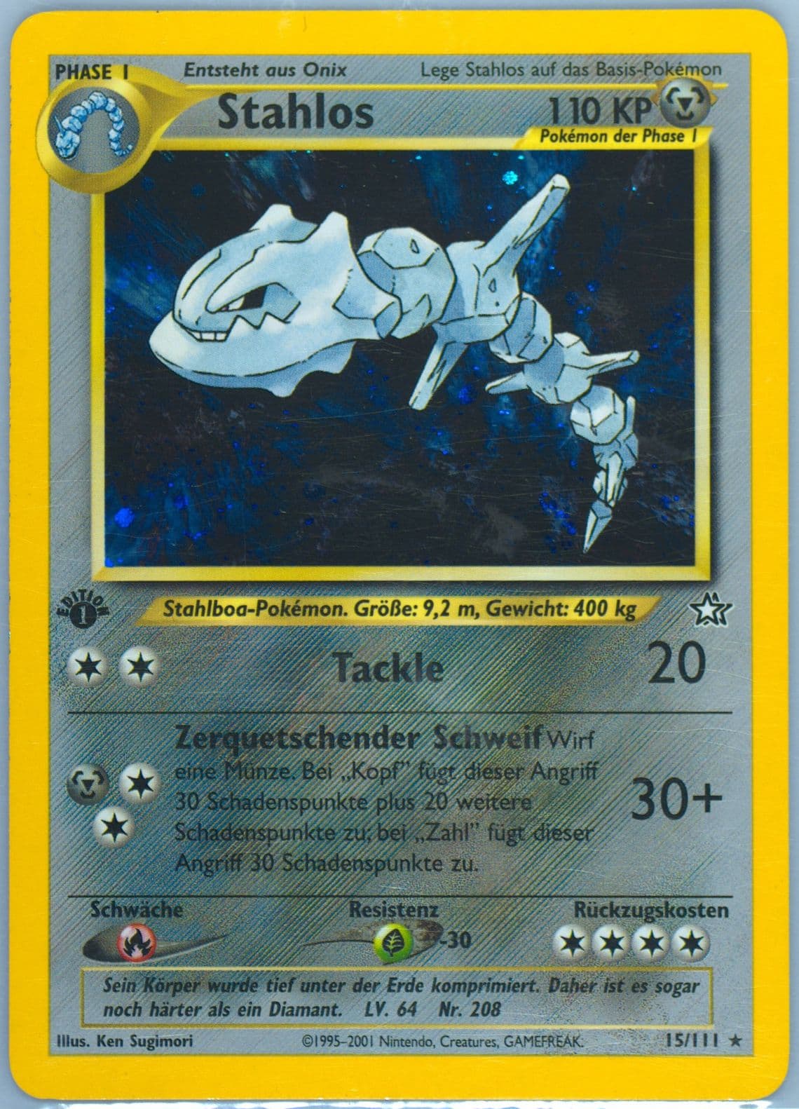 Stahlos-Holo 1st Edition (15) 2001 Pokemon German Neo Genesis