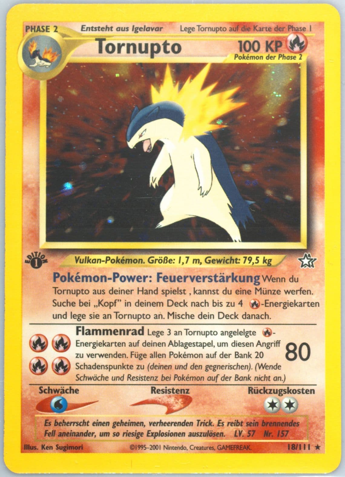 Tornupto-Holo 1st Edition (18) 2001 Pokemon German Neo Genesis