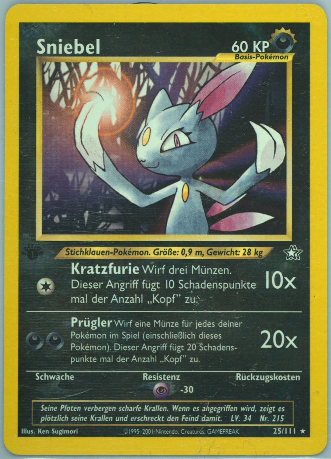 Sniebel 1st Edition (25) 2001 Pokemon German Neo Genesis