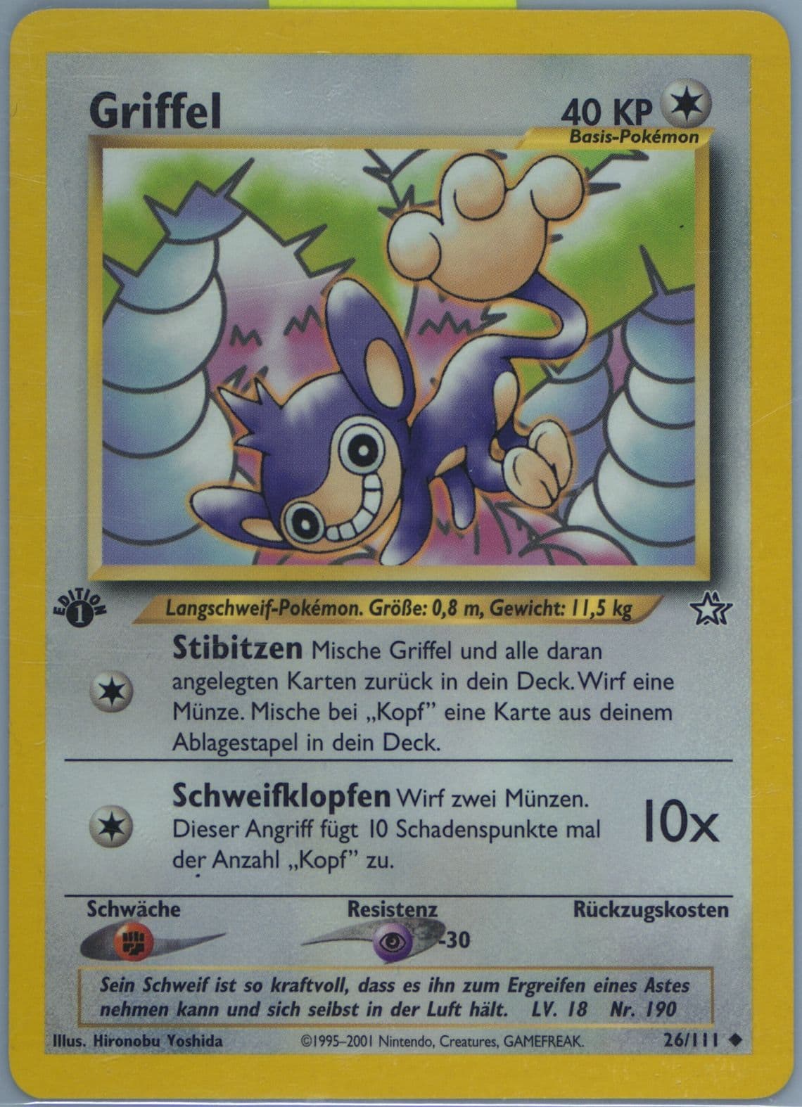 Griffel 1st Edition (26) 2001 Pokemon German Neo Genesis