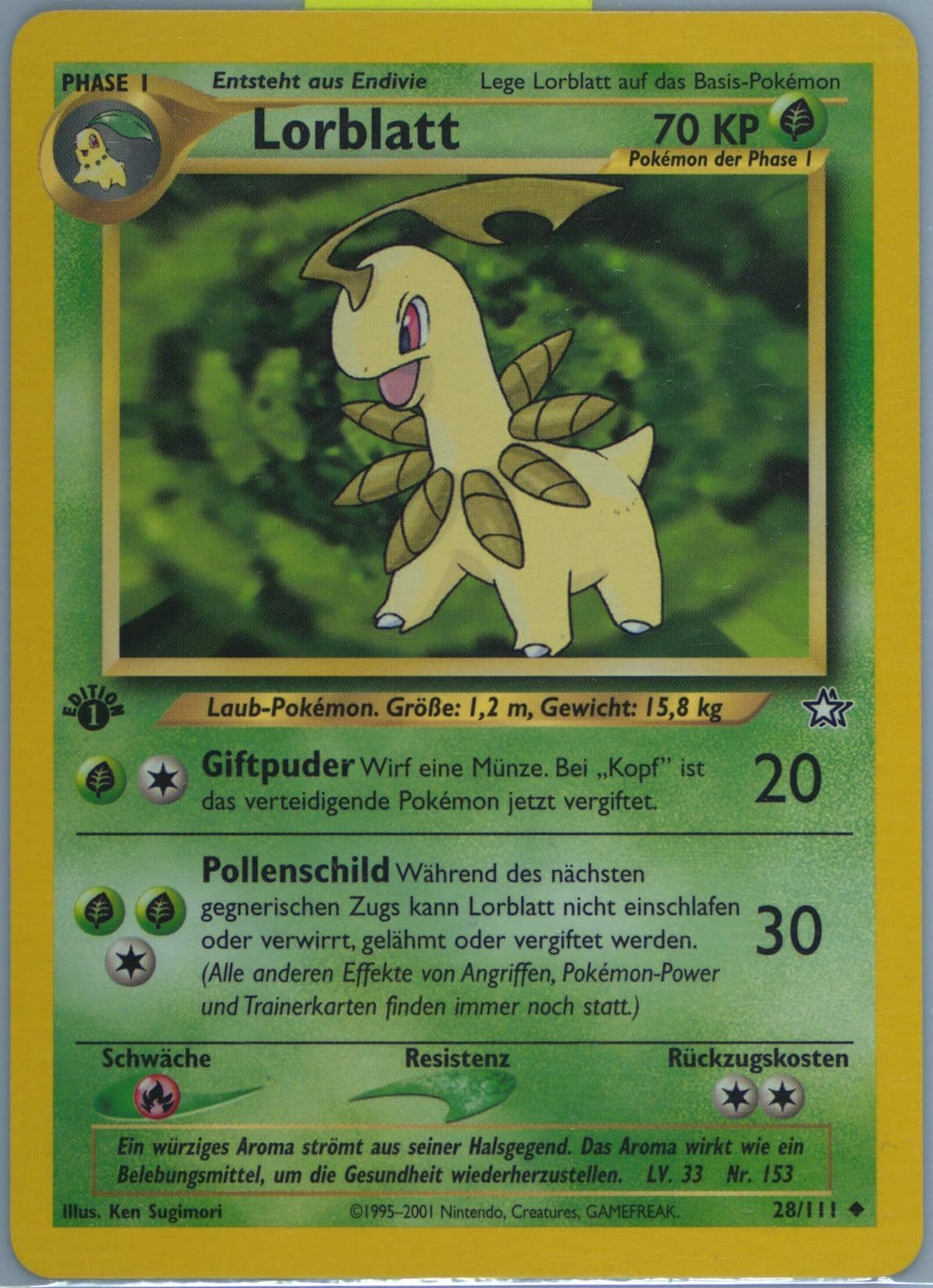 Lorblatt 1st Edition (28) 2001 Pokemon German Neo Genesis