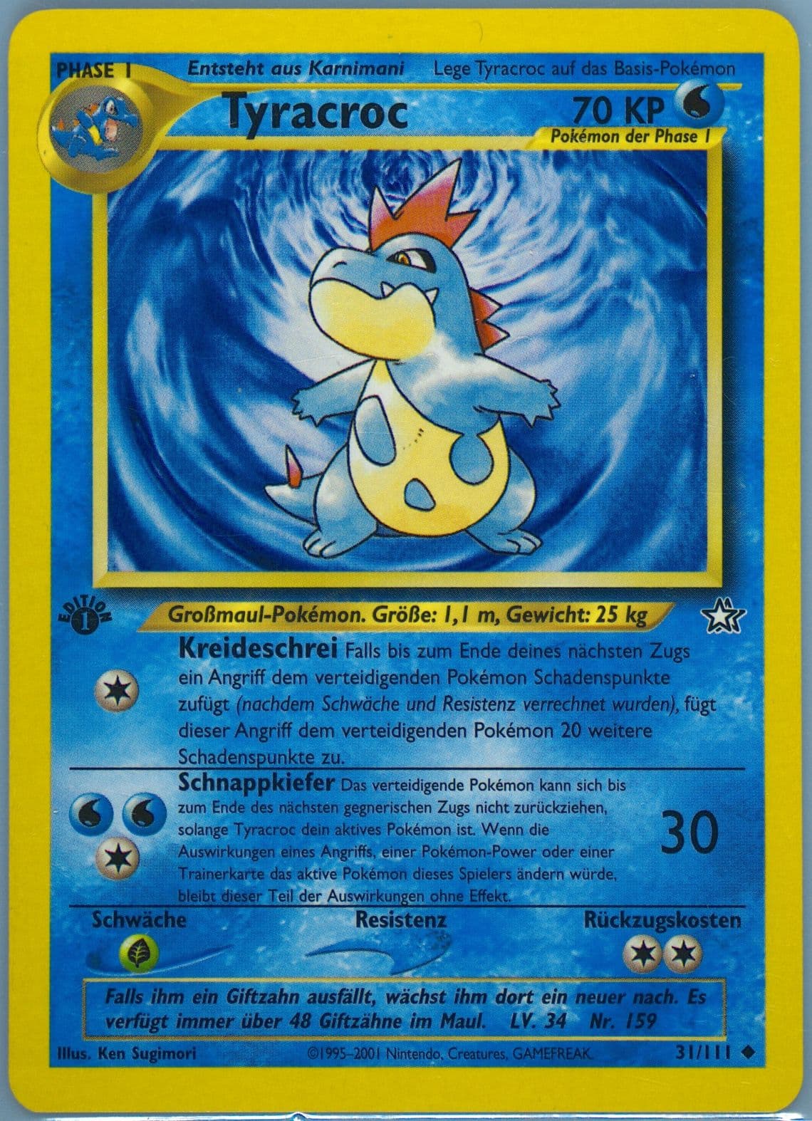 Tyracroc 1st Edition (31) 2001 Pokemon German Neo Genesis
