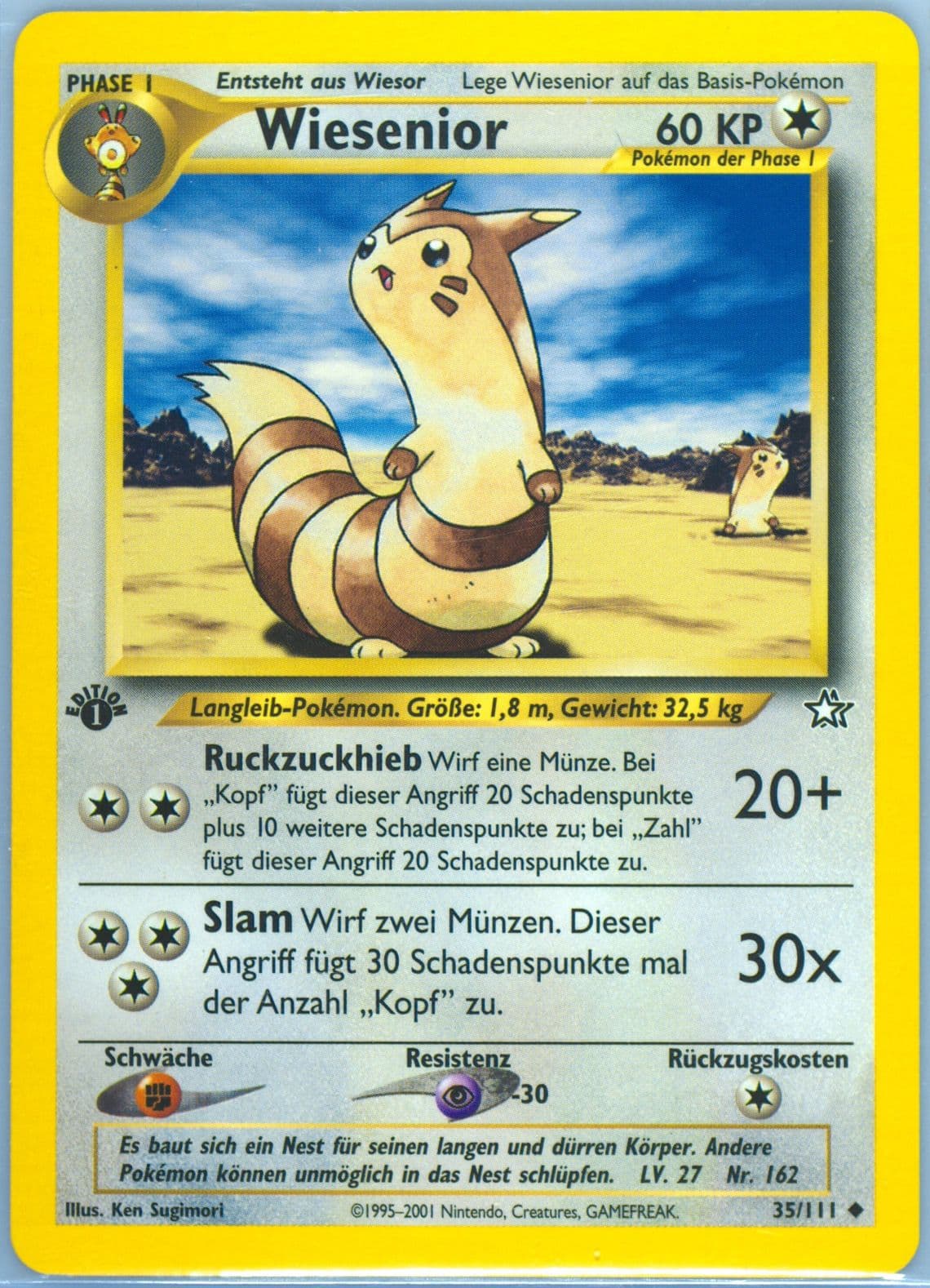 Wiesenior 1st Edition (35) 2001 Pokemon German Neo Genesis