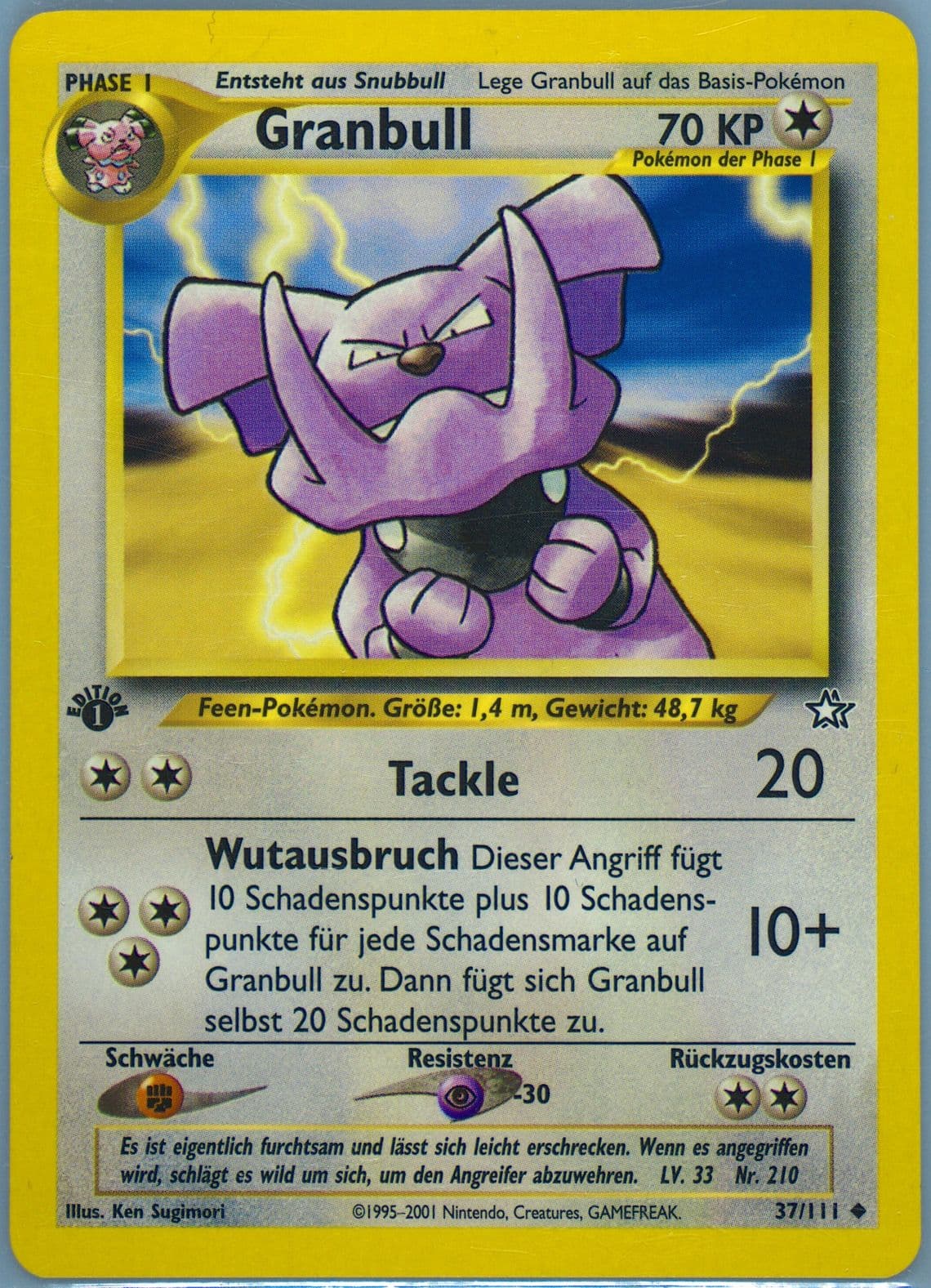 Granbull 1st Edition (37) 2001 Pokemon German Neo Genesis