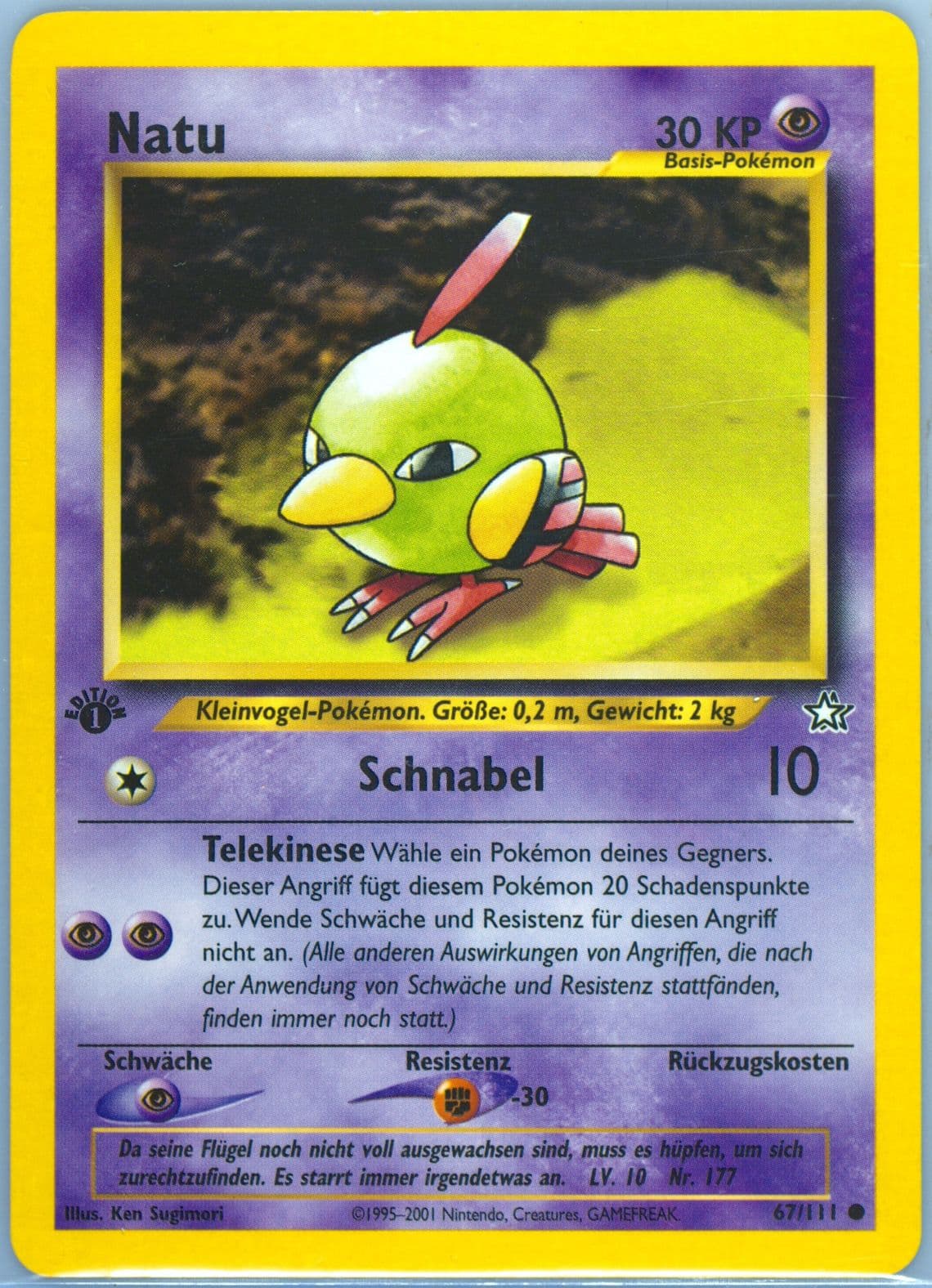 Natu 1st Edition (67) 2001 Pokemon German Neo Genesis