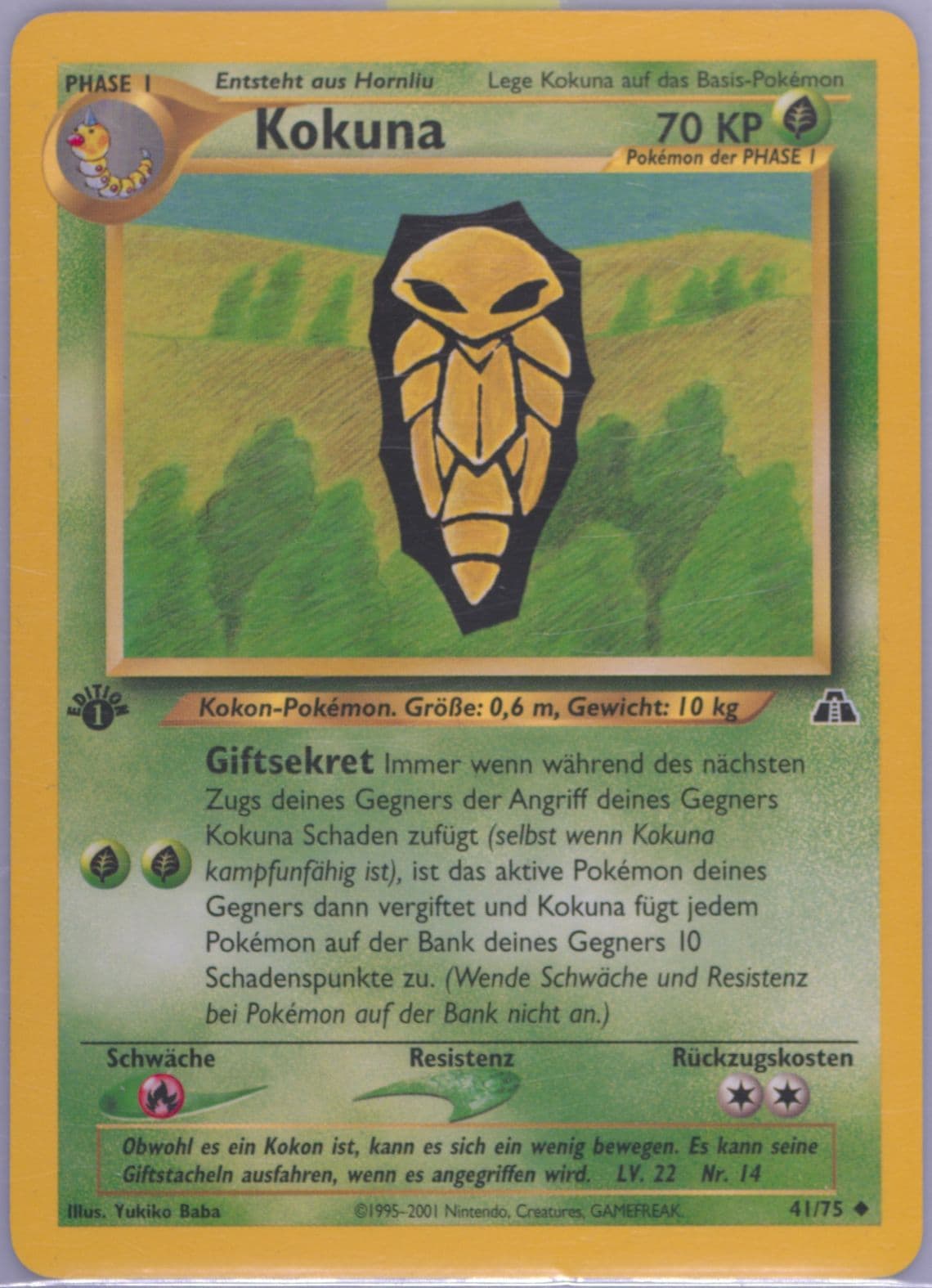 Kokuna German-1st Edition (41) 2001 Pokemon Neo Discovery