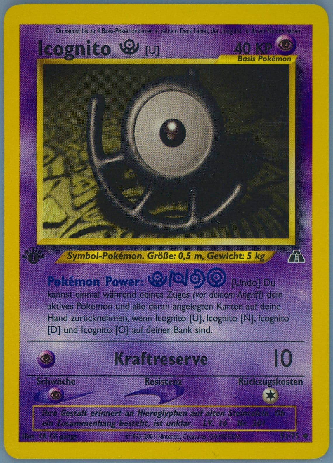Icognito U German-1st Edition (51) 2001 Pokemon Neo Discovery