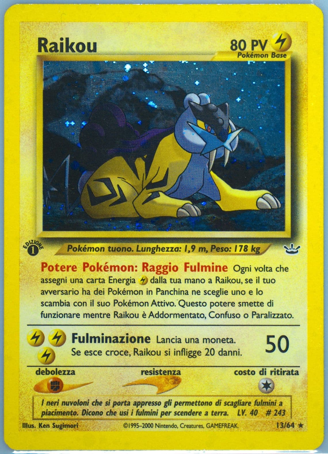 Raikou-Holo Italian (13) 2001 Pokemon Neo Revelation 1st Edition