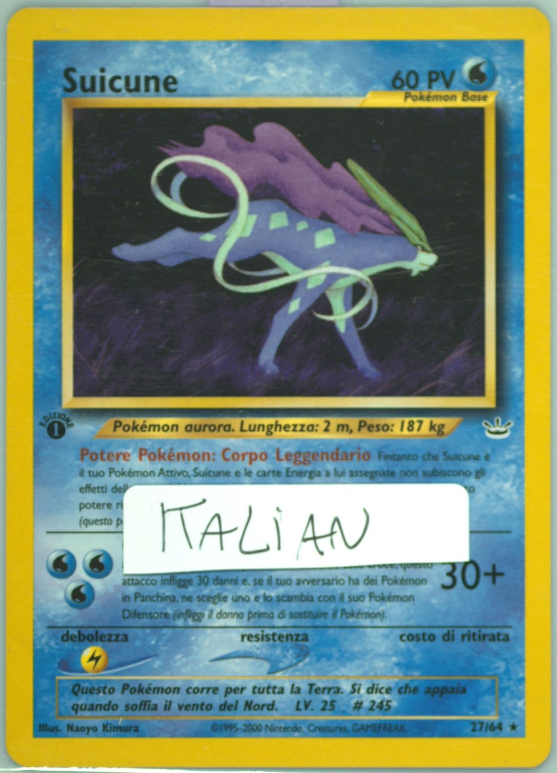 Suicune Italian (27) 2001 Pokemon Neo Revelation 1st Edition