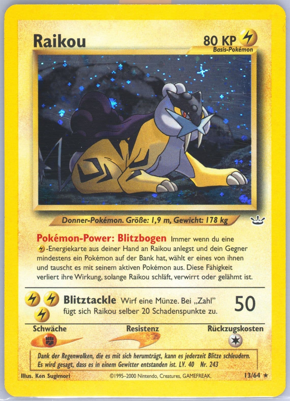 Raikou-Holo (13) 2002 Pokemon German Neo Revelation