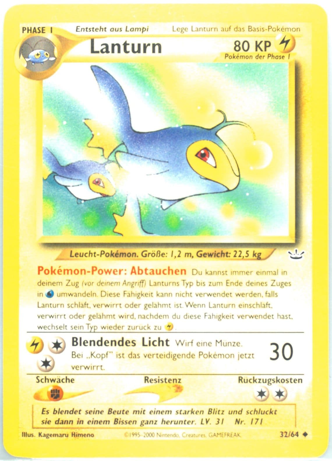 Lanturn (32) 2002 Pokemon German Neo Revelation